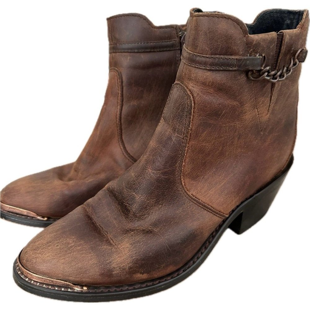 Durango Womens Ankle RD864 Boots Size 6M Brown Leather Zip Cowboy Western 13245W